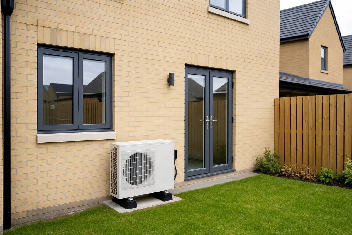 Air source heat pump installed at a Gateshead new-build home